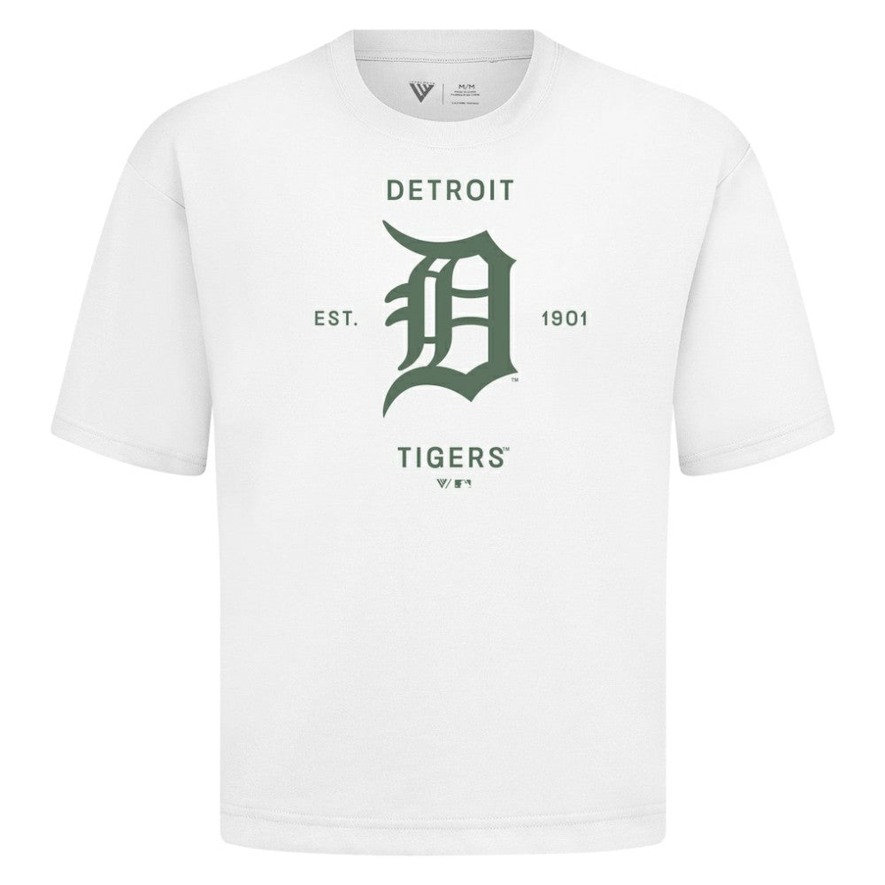 White Detroit Tigers Levelwear Crossway Oversized Luxe Signature Knit T-Shirt