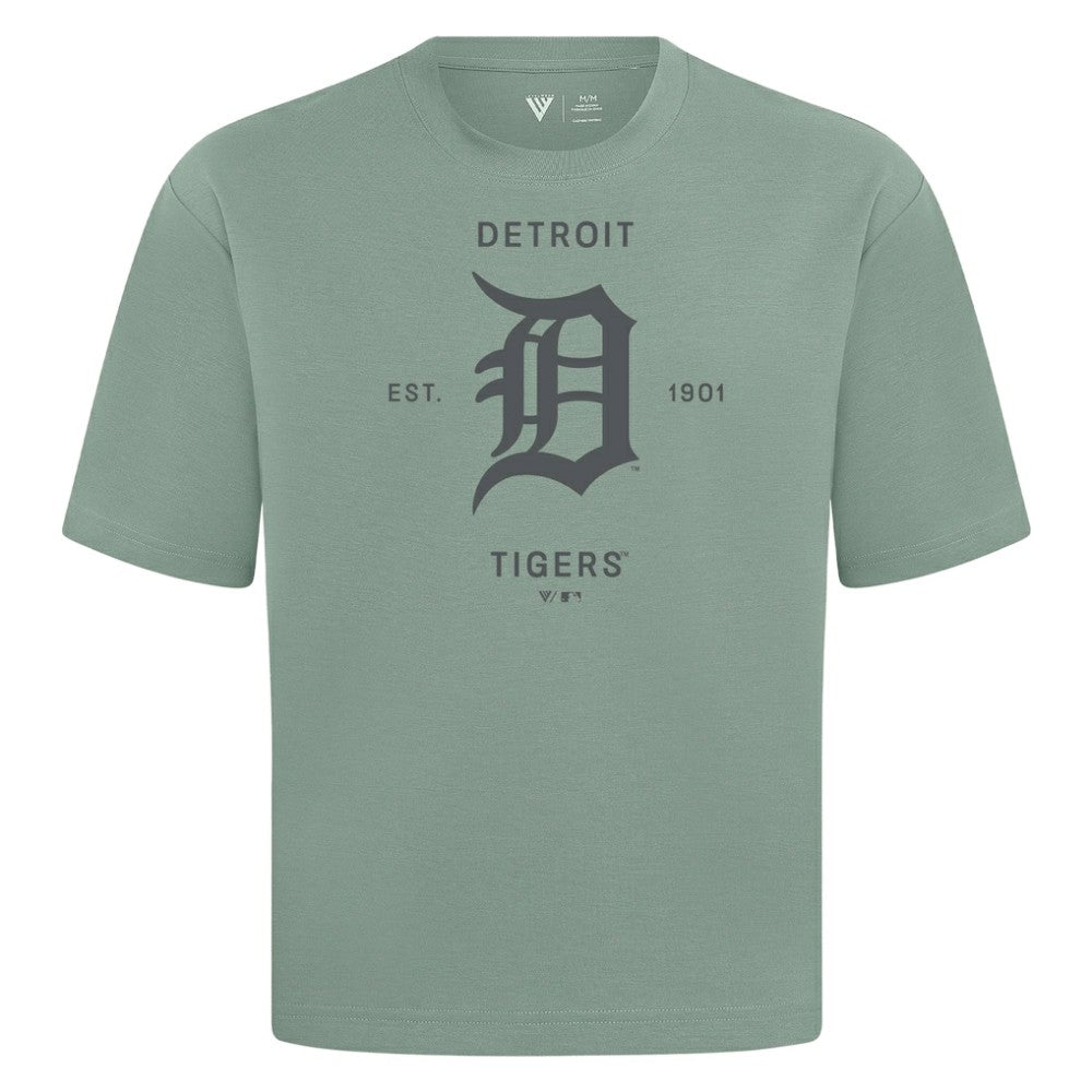 Green Detroit Tigers Levelwear Crossway Oversized Luxe Signature Knit T-Shirt