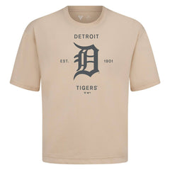 Khaki Detroit Tigers Levelwear Crossway Oversized Luxe Signature Knit T-Shirt
