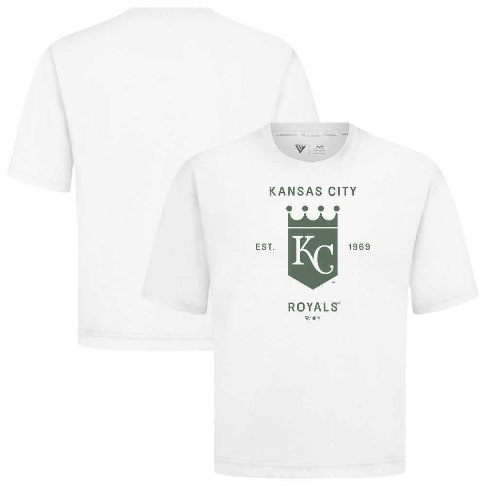 White Kansas City Royals Levelwear Crossway Oversized Luxe Signature Knit T-Shirt