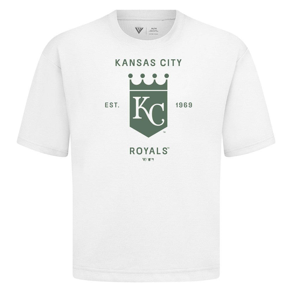 White Kansas City Royals Levelwear Crossway Oversized Luxe Signature Knit T-Shirt