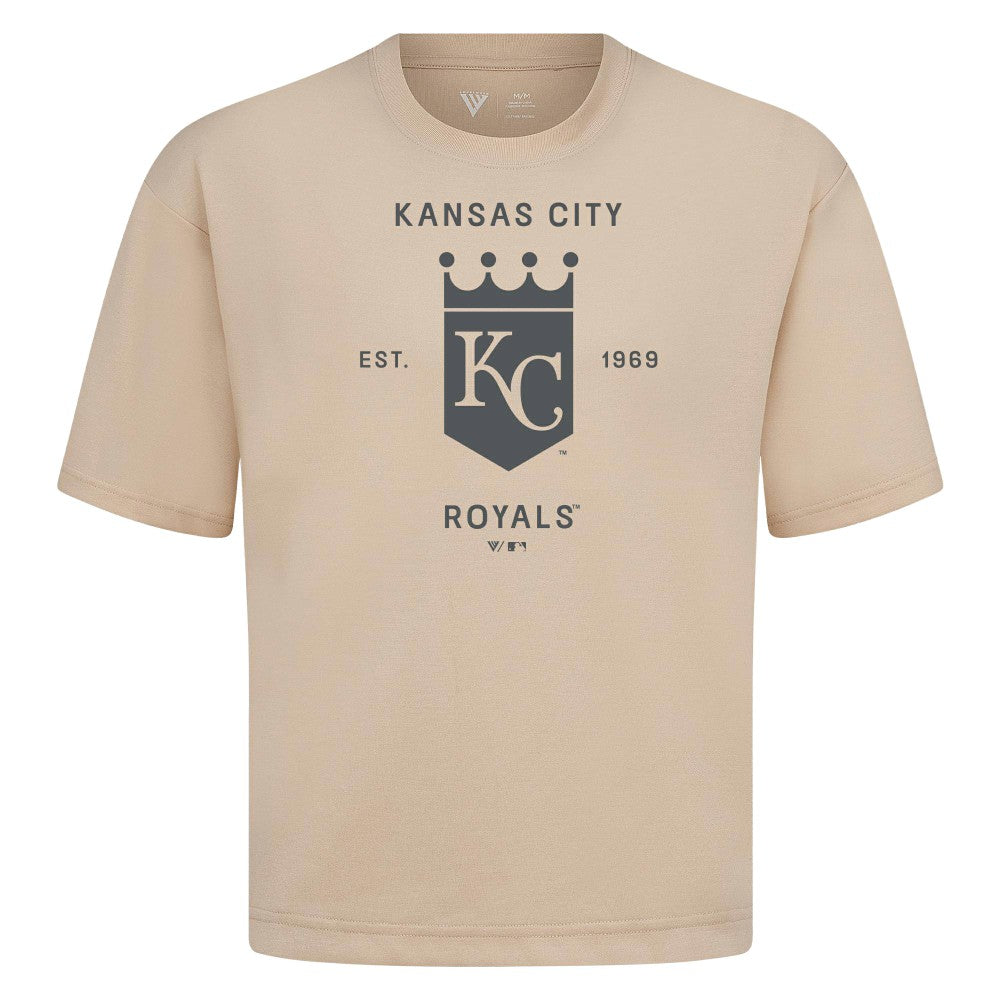 Khaki Kansas City Royals Levelwear Crossway Oversized Luxe Signature Knit T-Shirt