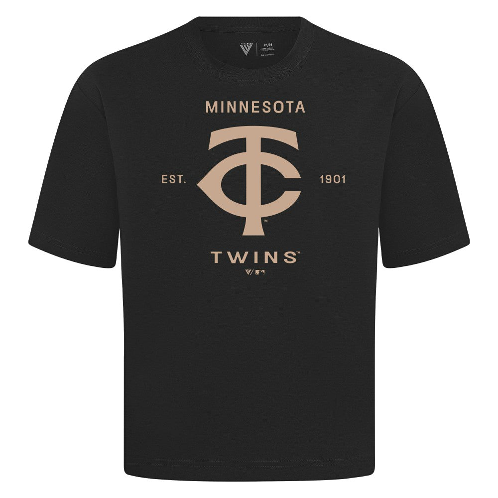 Black Minnesota Twins Levelwear Crossway Oversized Luxe Signature Knit T-Shirt
