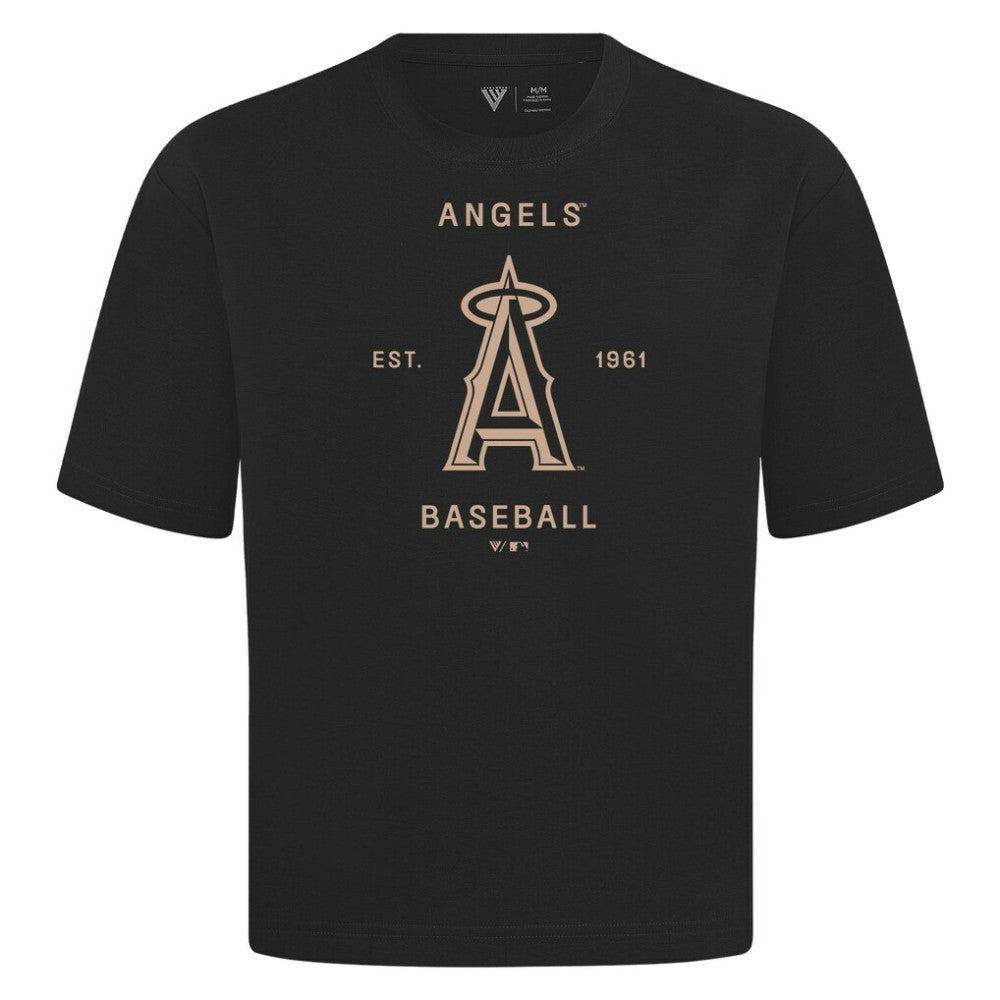 Black Los Angeles Angels Levelwear Crossway Oversized Luxe Signature Knit T-Shirt