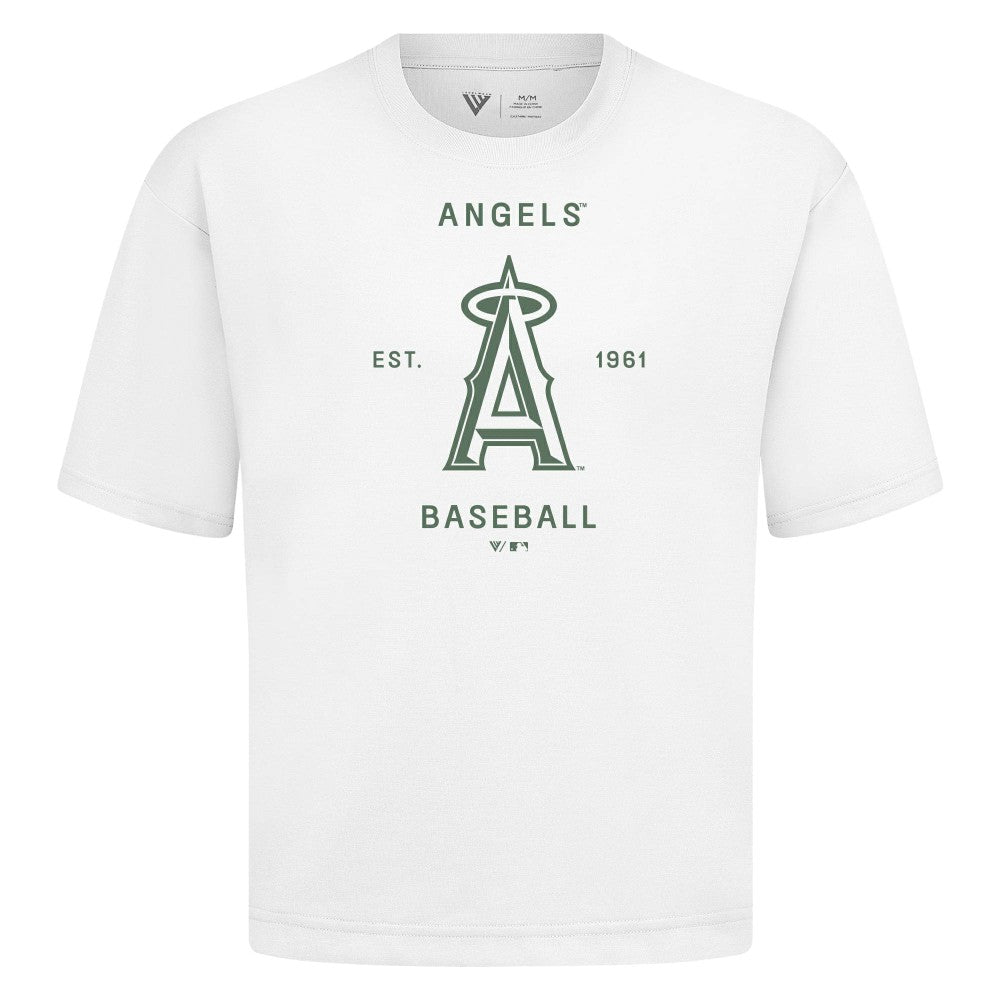 White Los Angeles Angels Levelwear Crossway Oversized Luxe Signature Knit T-Shirt
