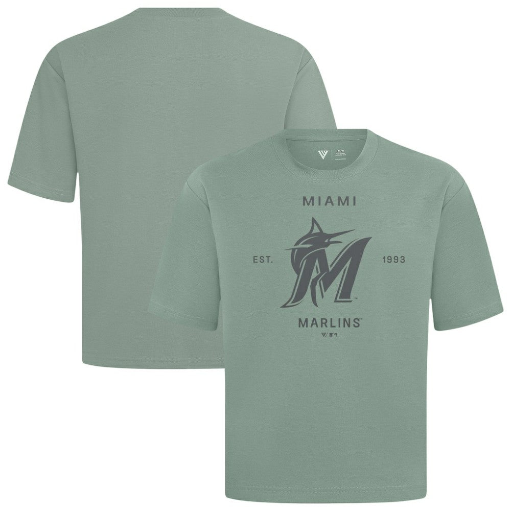 Green Miami Marlins Levelwear Crossway Oversized Luxe Signature Knit T-Shirt