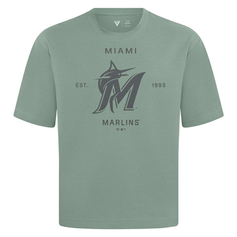 Green Miami Marlins Levelwear Crossway Oversized Luxe Signature Knit T-Shirt