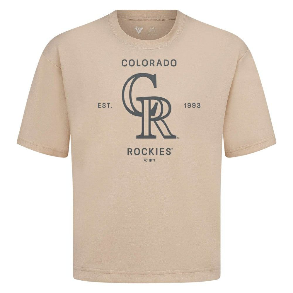 Khaki Colorado Rockies Levelwear Crossway Oversized Luxe Signature Knit T-Shirt