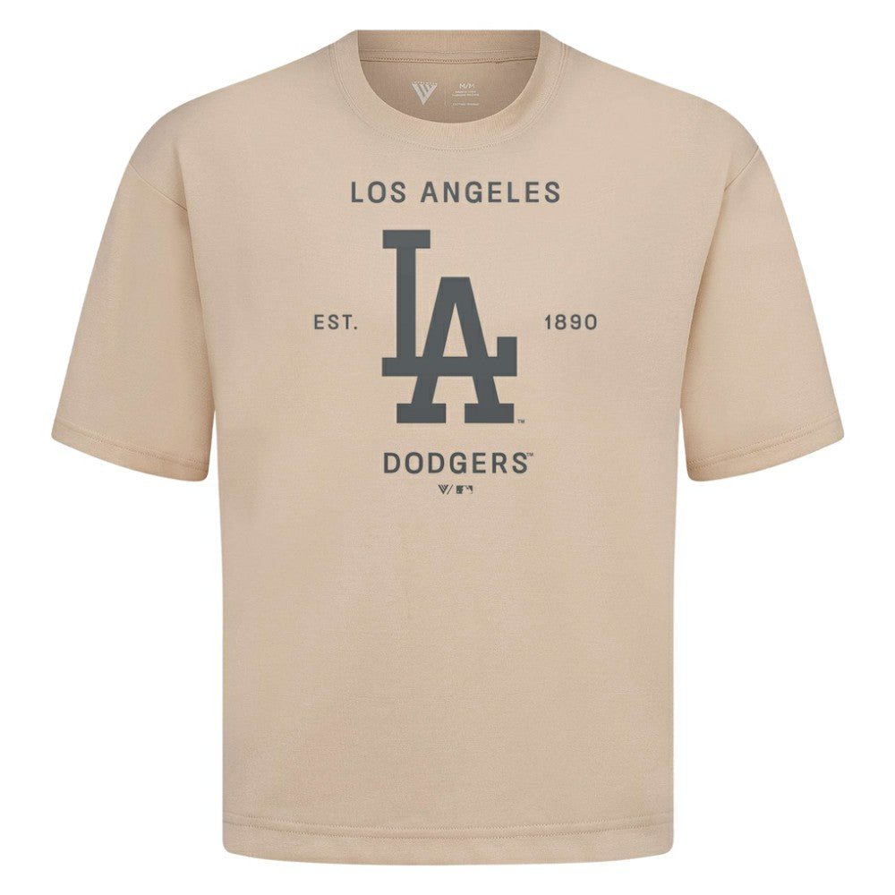 Khaki Los Angeles Dodgers Levelwear Crossway Oversized Luxe Signature Knit T-Shirt
