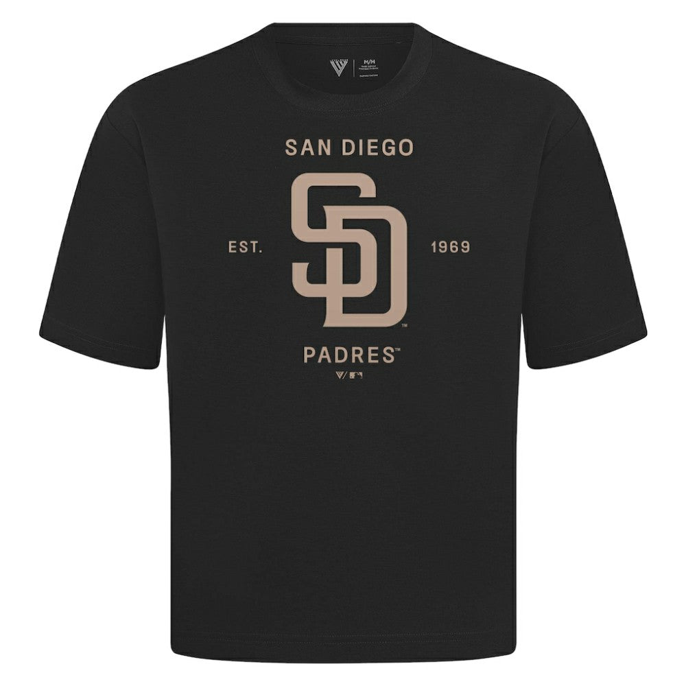 Black San Diego Padres Levelwear Crossway Oversized Luxe Signature Knit T-Shirt