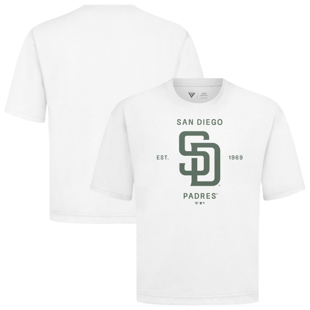 White San Diego Padres Levelwear Crossway Oversized Luxe Signature Knit T-Shirt