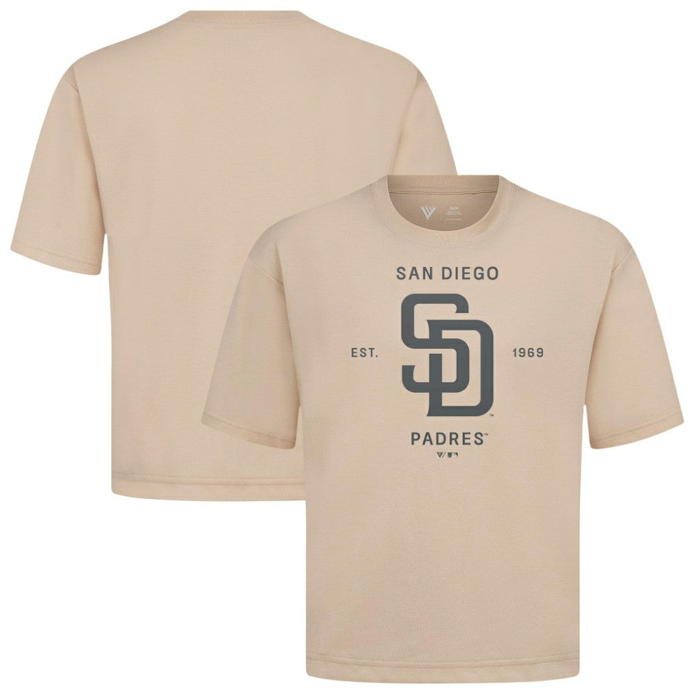 Khaki San Diego Padres Levelwear Crossway Oversized Luxe Signature Knit T-Shirt