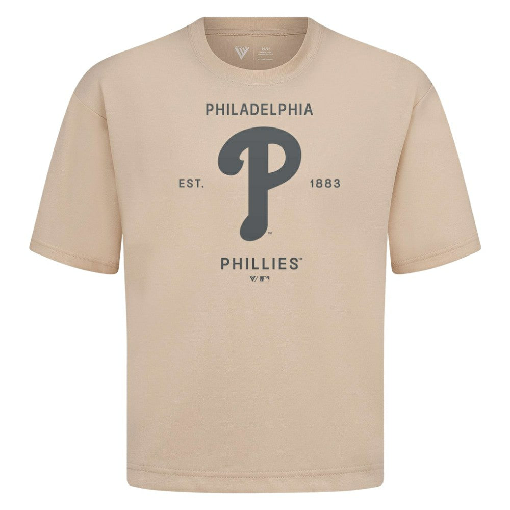 Khaki Philadelphia Phillies Levelwear Crossway Oversized Luxe Signature Knit T-Shirt