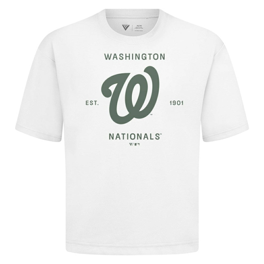 White Washington Nationals Levelwear Crossway Oversized Luxe Signature Knit T-Shirt
