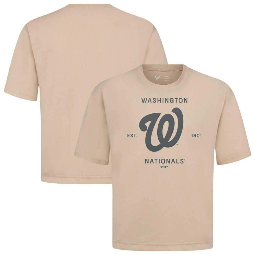 Khaki Washington Nationals Levelwear Crossway Oversized Luxe Signature Knit T-Shirt