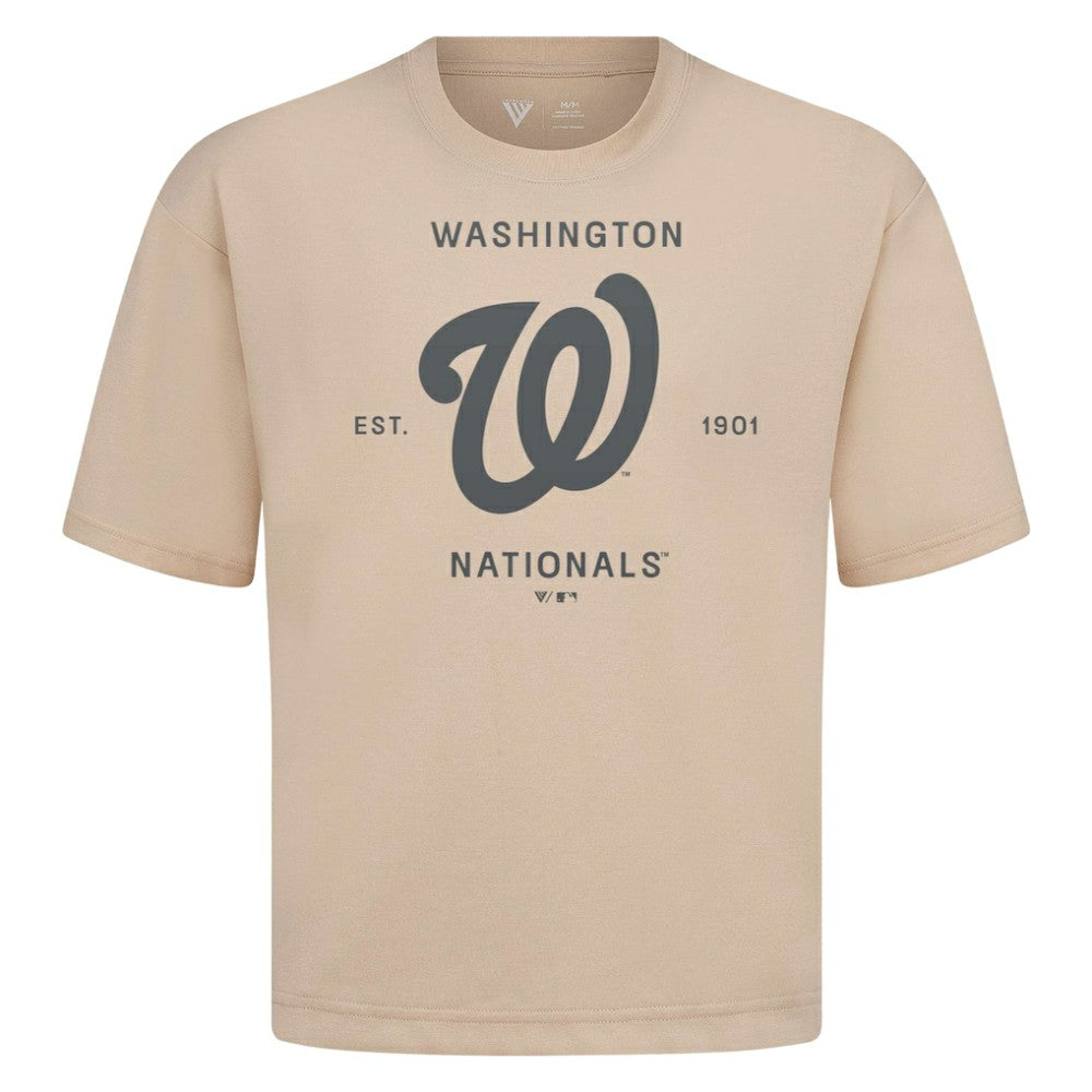 Khaki Washington Nationals Levelwear Crossway Oversized Luxe Signature Knit T-Shirt