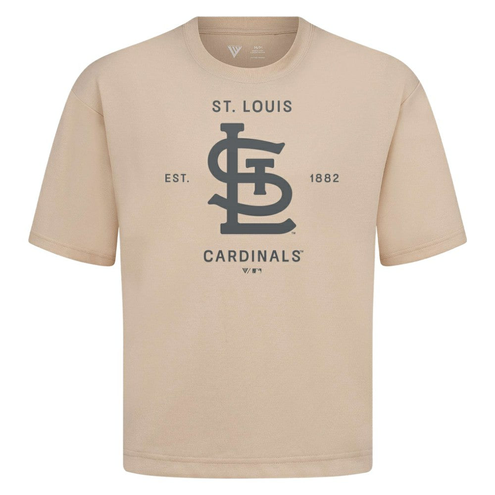 Khaki St. Louis Cardinals Levelwear Crossway Oversized Luxe Signature Knit T-Shirt