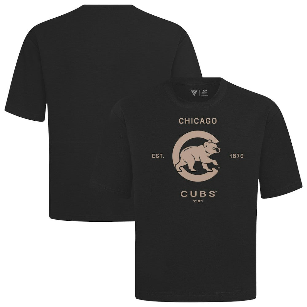 Black Chicago Cubs Levelwear Crossway Oversized Luxe Signature Knit T-Shirt