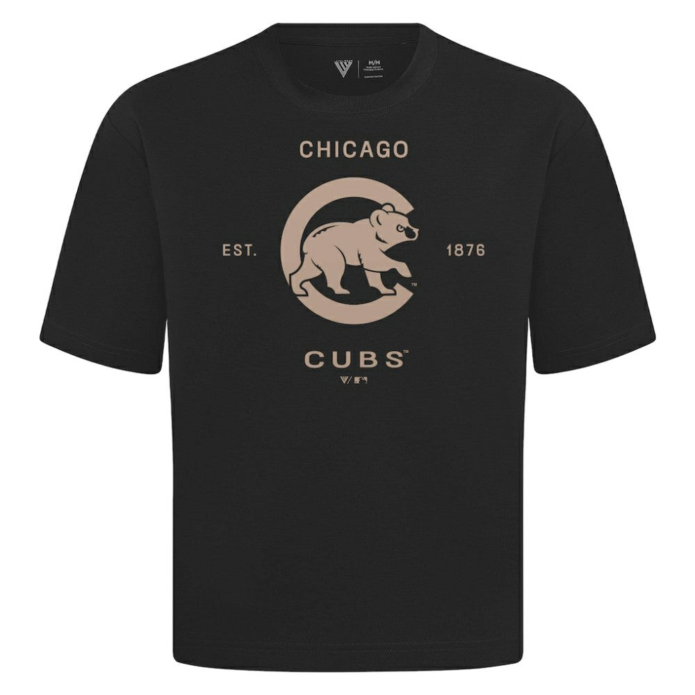 Black Chicago Cubs Levelwear Crossway Oversized Luxe Signature Knit T-Shirt