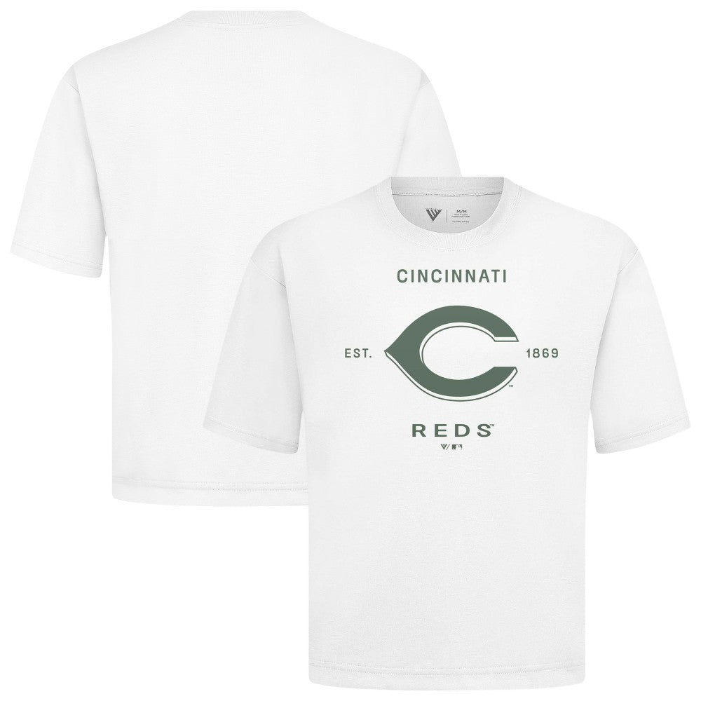 White Cincinnati Reds Levelwear Crossway Oversized Luxe Signature Knit T-Shirt