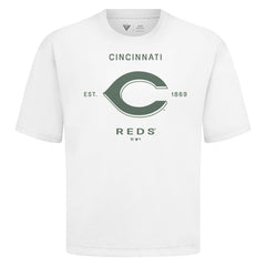 White Cincinnati Reds Levelwear Crossway Oversized Luxe Signature Knit T-Shirt