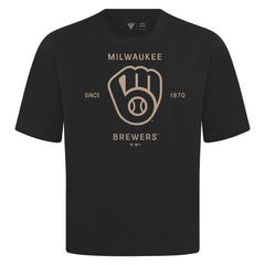 Black Milwaukee Brewers Levelwear Crossway Oversized Luxe Signature Knit T-Shirt