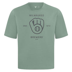 Green Milwaukee Brewers Levelwear Crossway Oversized Luxe Signature Knit T-Shirt