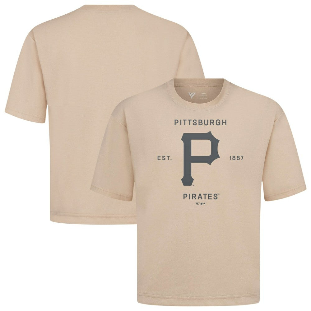 Khaki Pittsburgh Pirates Levelwear Crossway Oversized Luxe Signature Knit T-Shirt