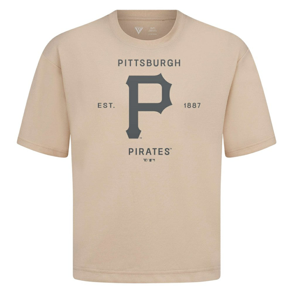 Khaki Pittsburgh Pirates Levelwear Crossway Oversized Luxe Signature Knit T-Shirt