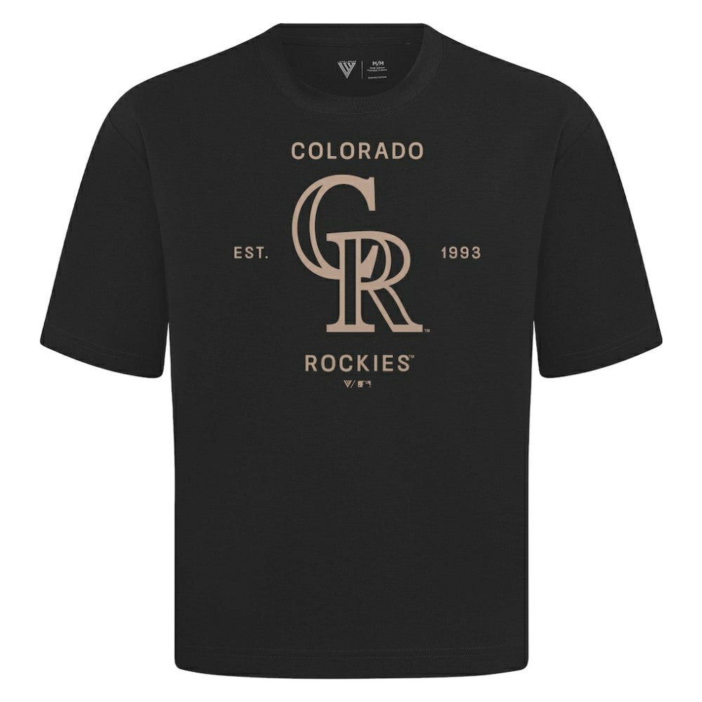Black Colorado Rockies Levelwear Crossway Oversized Luxe Signature Knit T-Shirt
