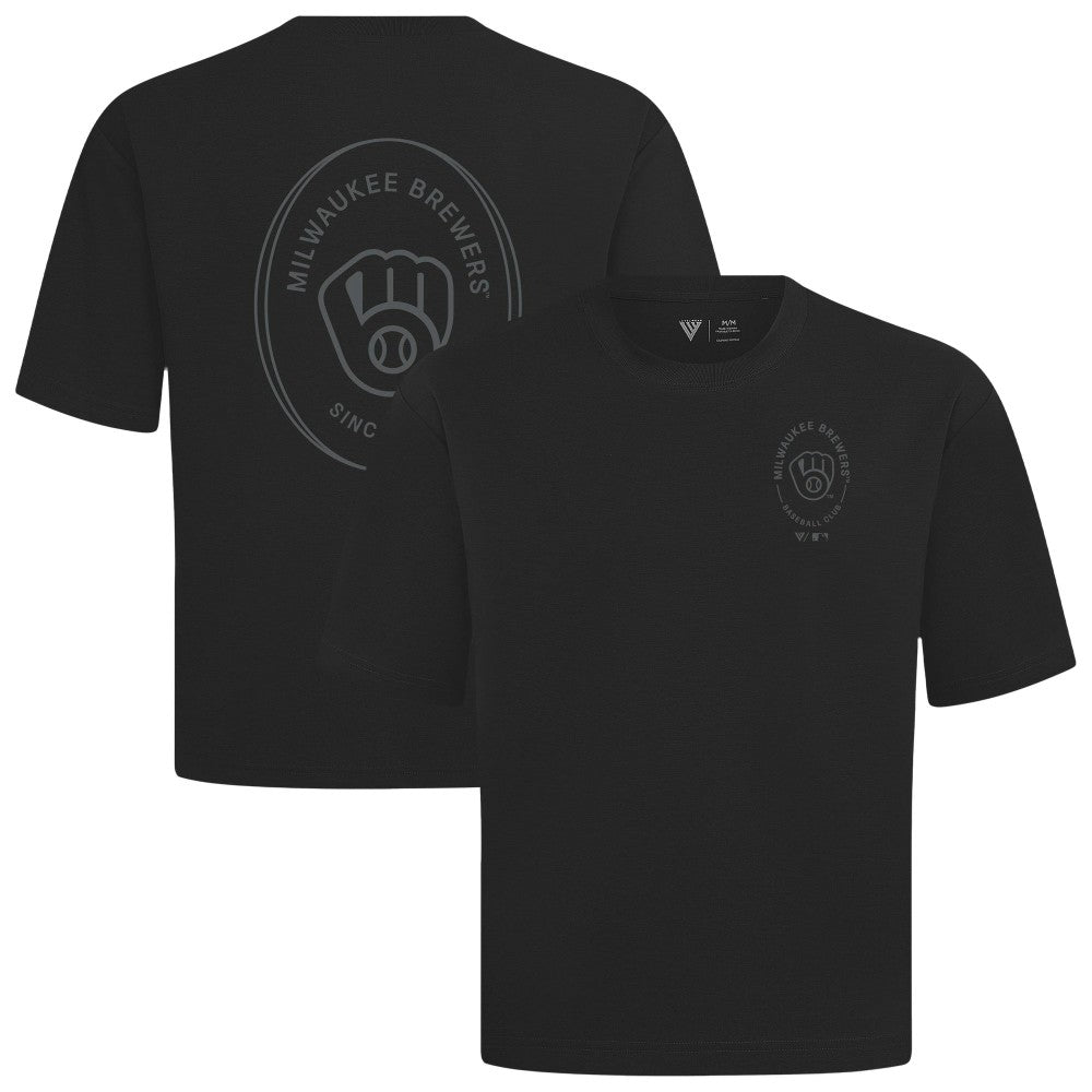 Black Milwaukee Brewers Levelwear Signet Oversized Luxe Signature Knit T-Shirt