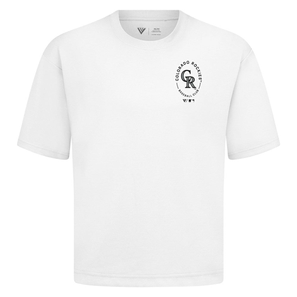 White Colorado Rockies Levelwear Signet Oversized Luxe Signature Knit T-Shirt