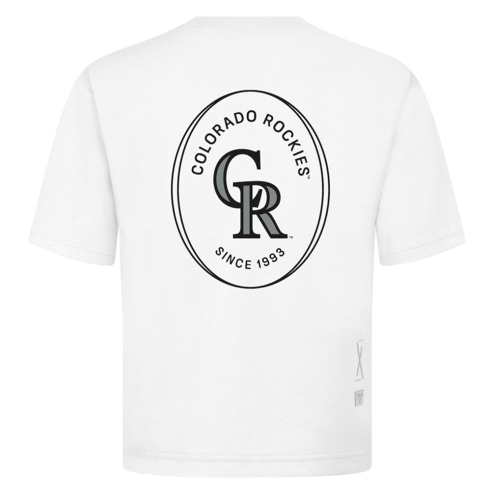 White Colorado Rockies Levelwear Signet Oversized Luxe Signature Knit T-Shirt