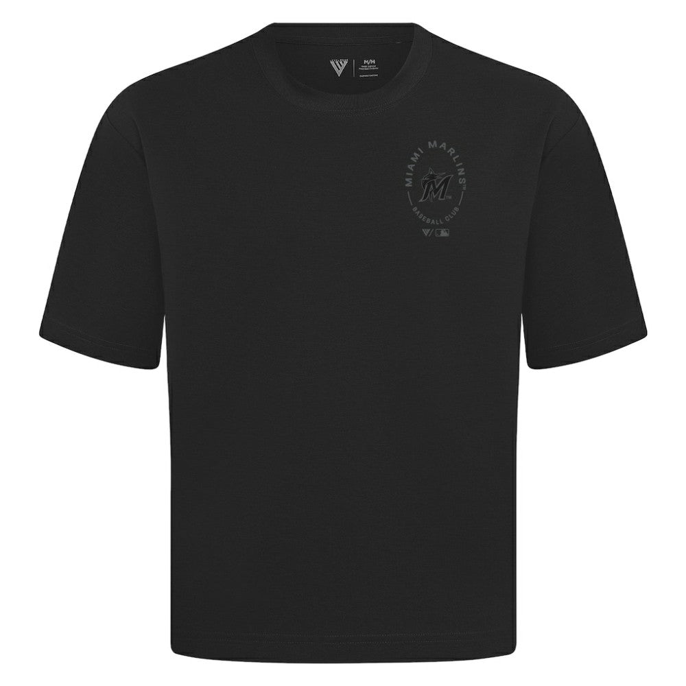 Black Miami Marlins Levelwear Signet Oversized Luxe Signature Knit T-Shirt