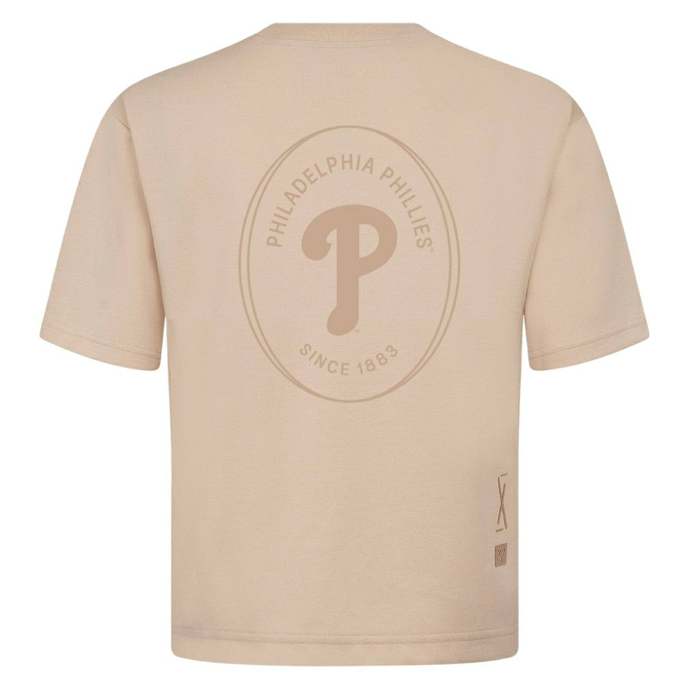 Khaki Philadelphia Phillies Levelwear Signet Oversized Luxe Signature Knit T-Shirt