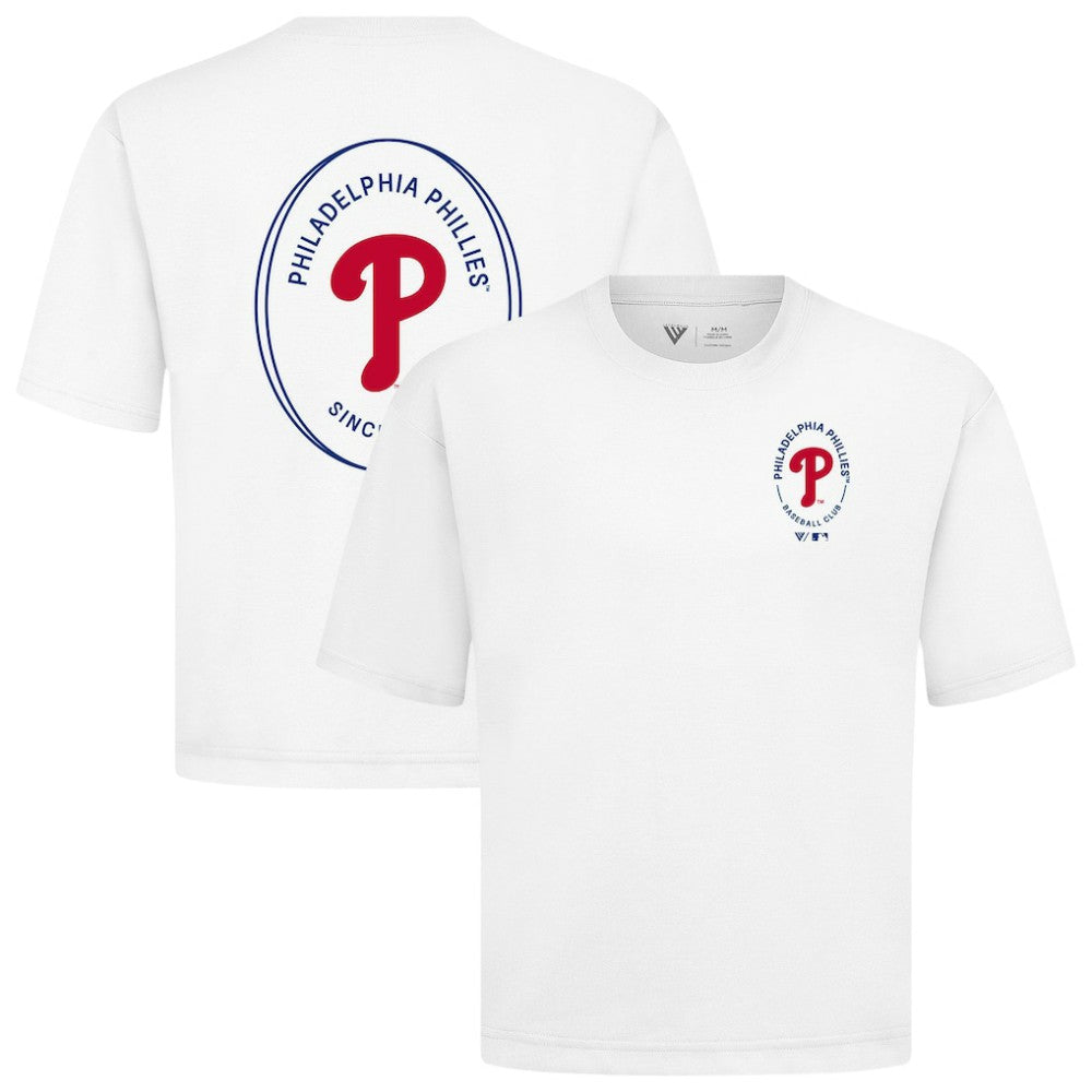 White Philadelphia Phillies Levelwear Signet Oversized Luxe Signature Knit T-Shirt