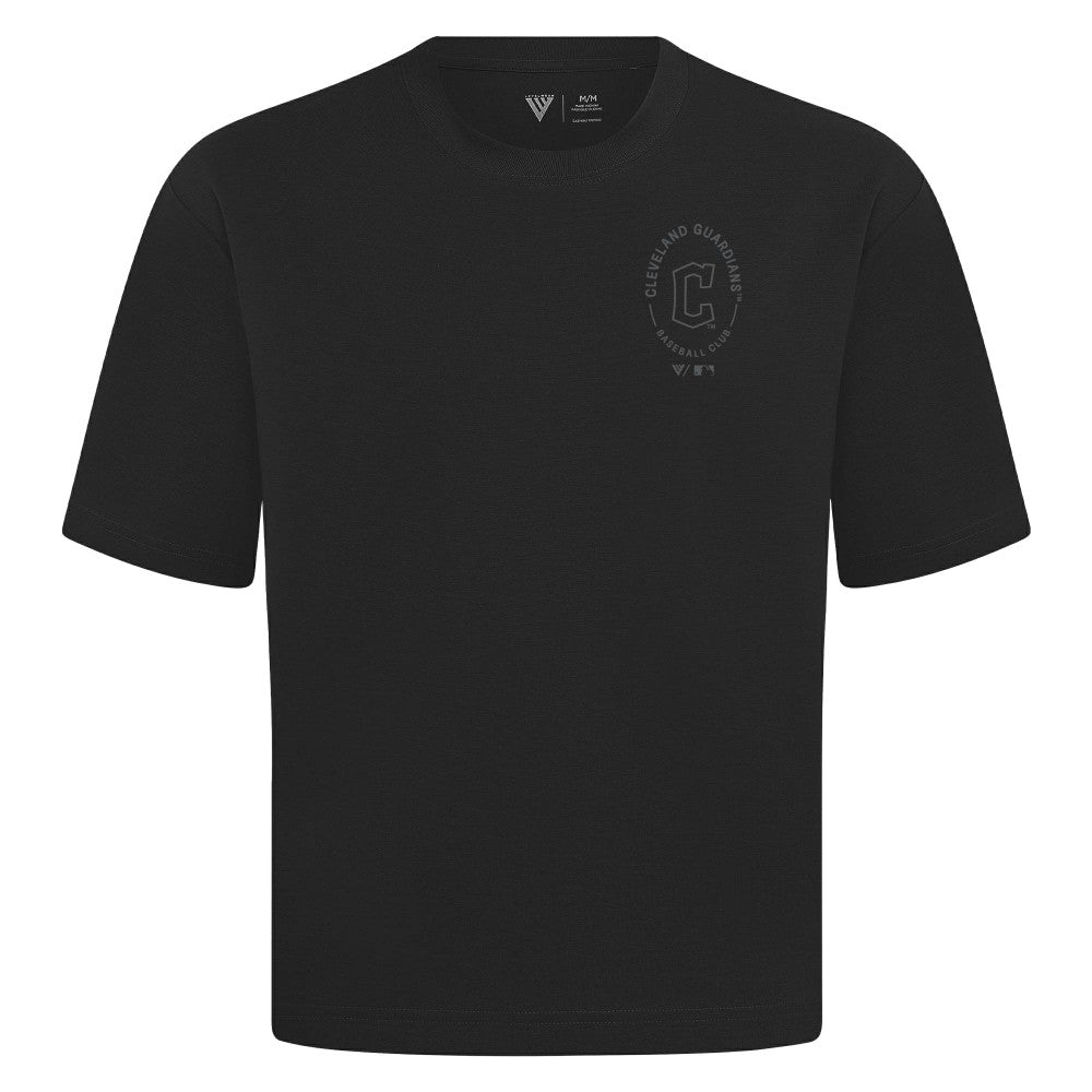 Black Cleveland Guardians Levelwear Signet Oversized Luxe Signature Knit T-Shirt