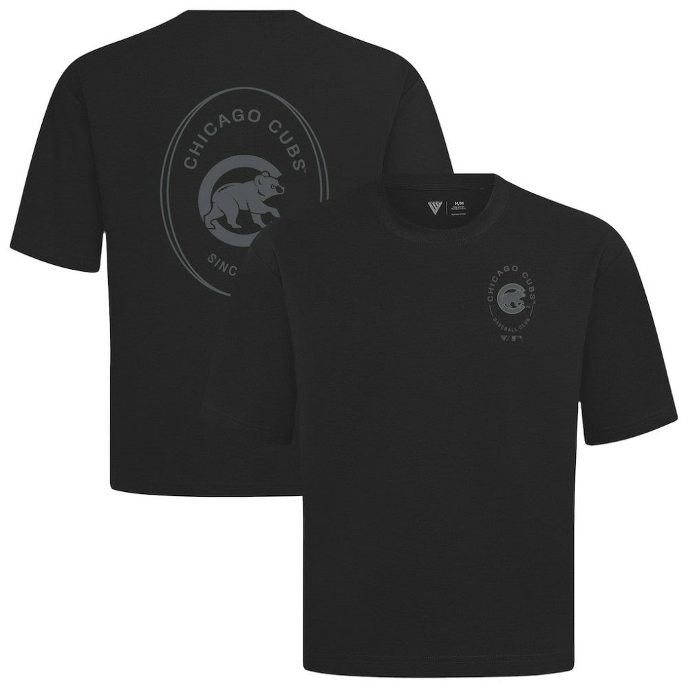Black Chicago Cubs Levelwear Signet Oversized Luxe Signature Knit T-Shirt