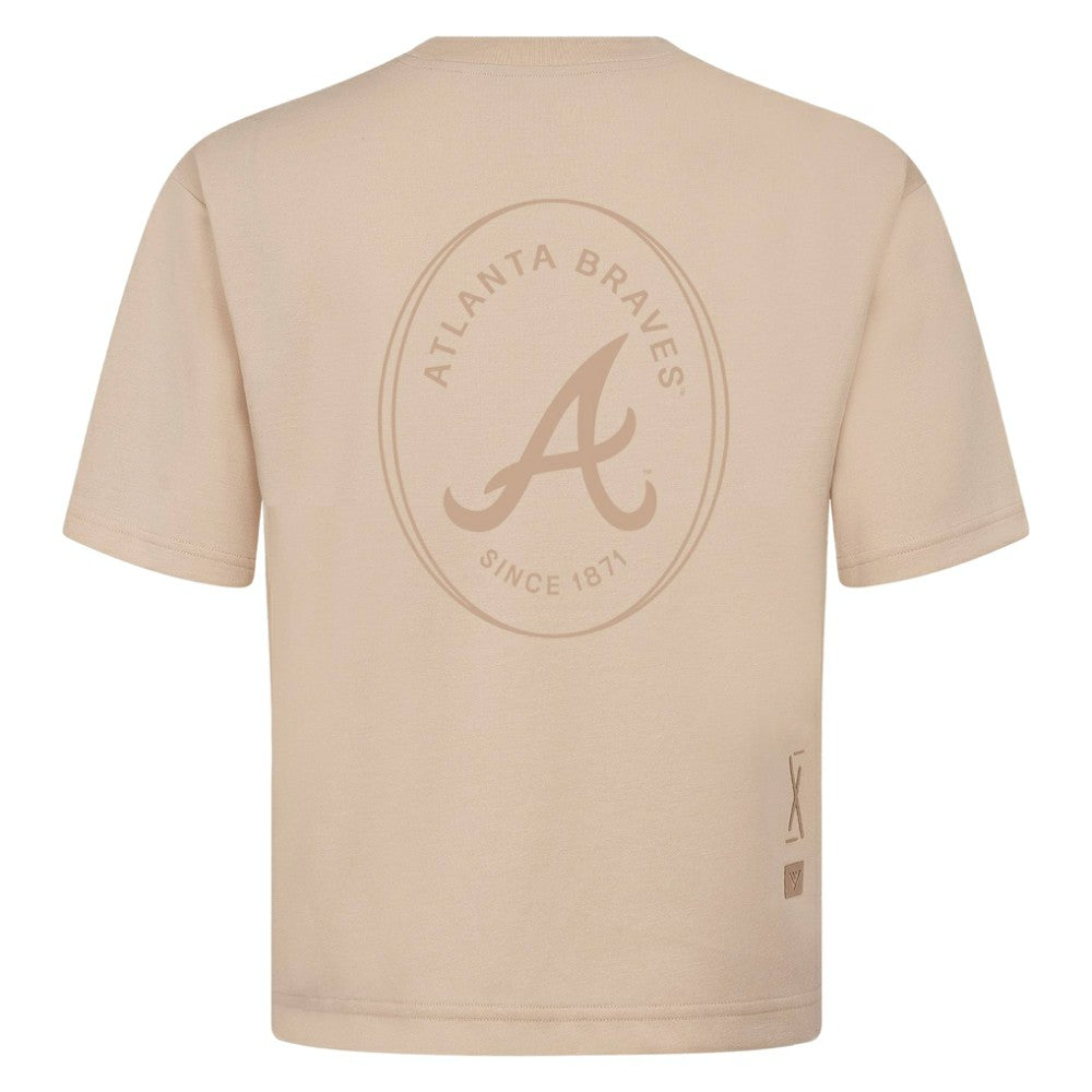 Khaki Atlanta Braves Levelwear Register Oversized Luxe Signature Knit T-Shirt