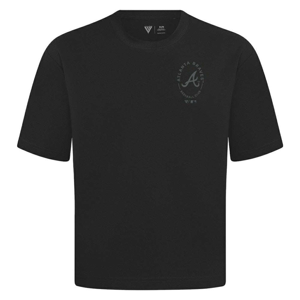 Black Atlanta Braves Levelwear Register Oversized Luxe Signature Knit T-Shirt