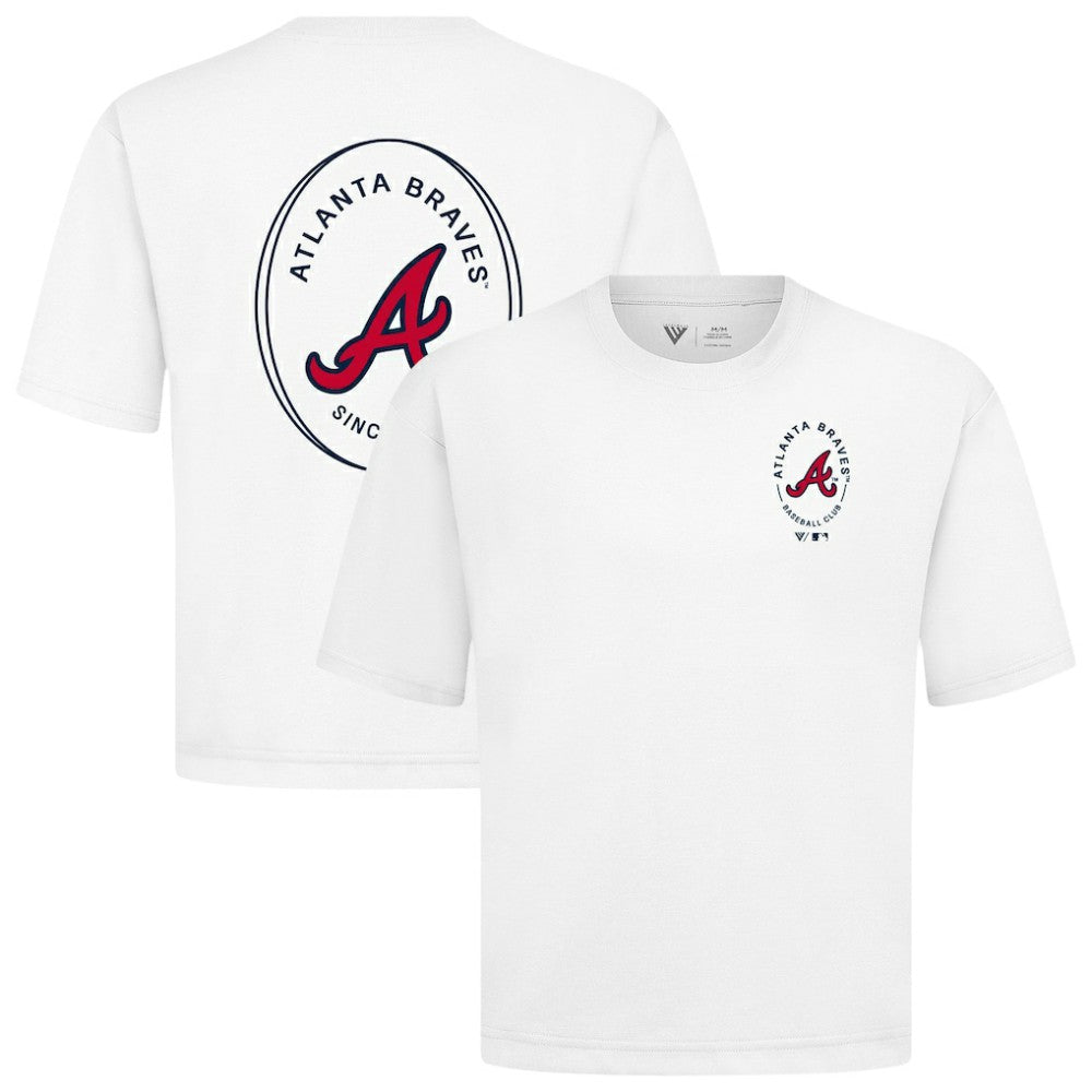 White Atlanta Braves Levelwear Register Oversized Luxe Signature Knit T-Shirt