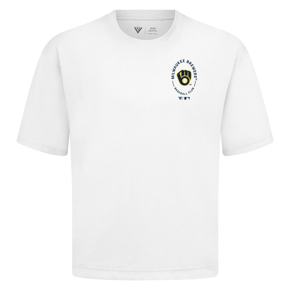 White Milwaukee Brewers Levelwear Register Oversized Luxe Signature Knit T-Shirt