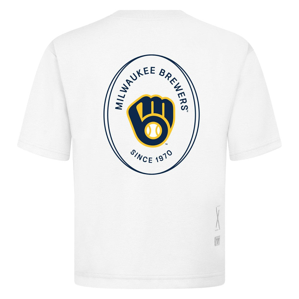 White Milwaukee Brewers Levelwear Register Oversized Luxe Signature Knit T-Shirt