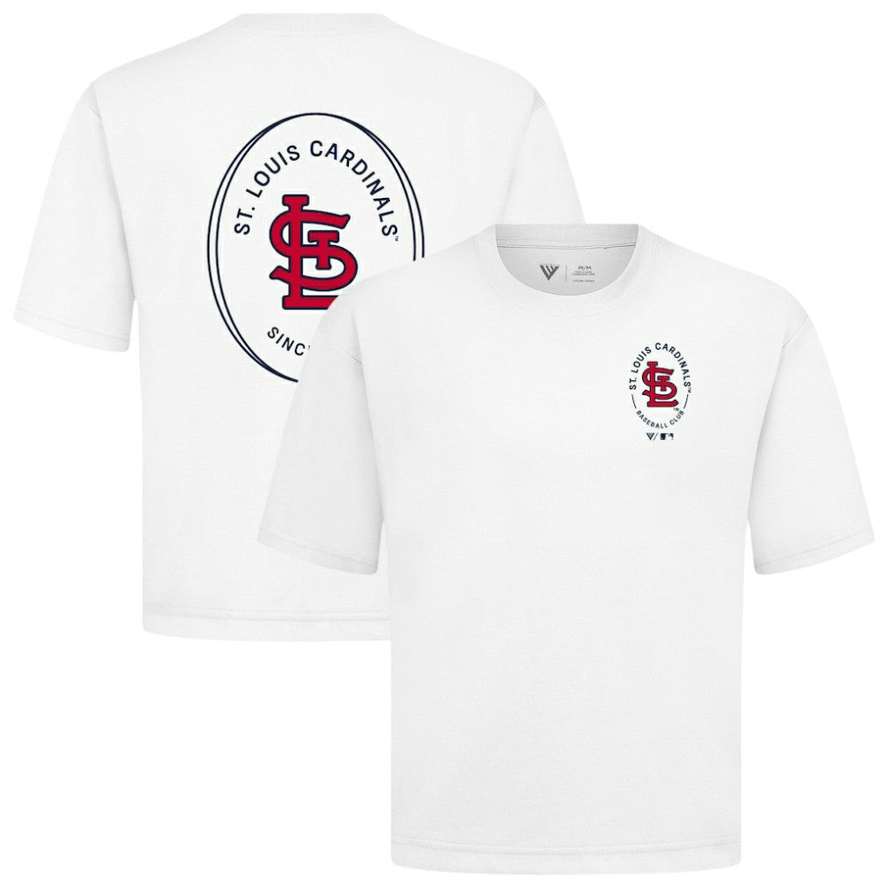 White St. Louis Cardinals Levelwear Register Oversized Luxe Signature Knit T-Shirt
