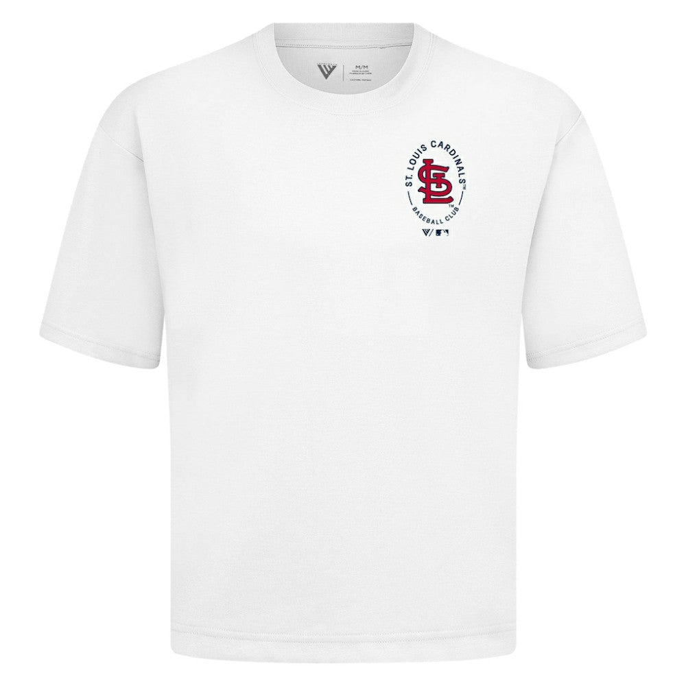 White St. Louis Cardinals Levelwear Register Oversized Luxe Signature Knit T-Shirt