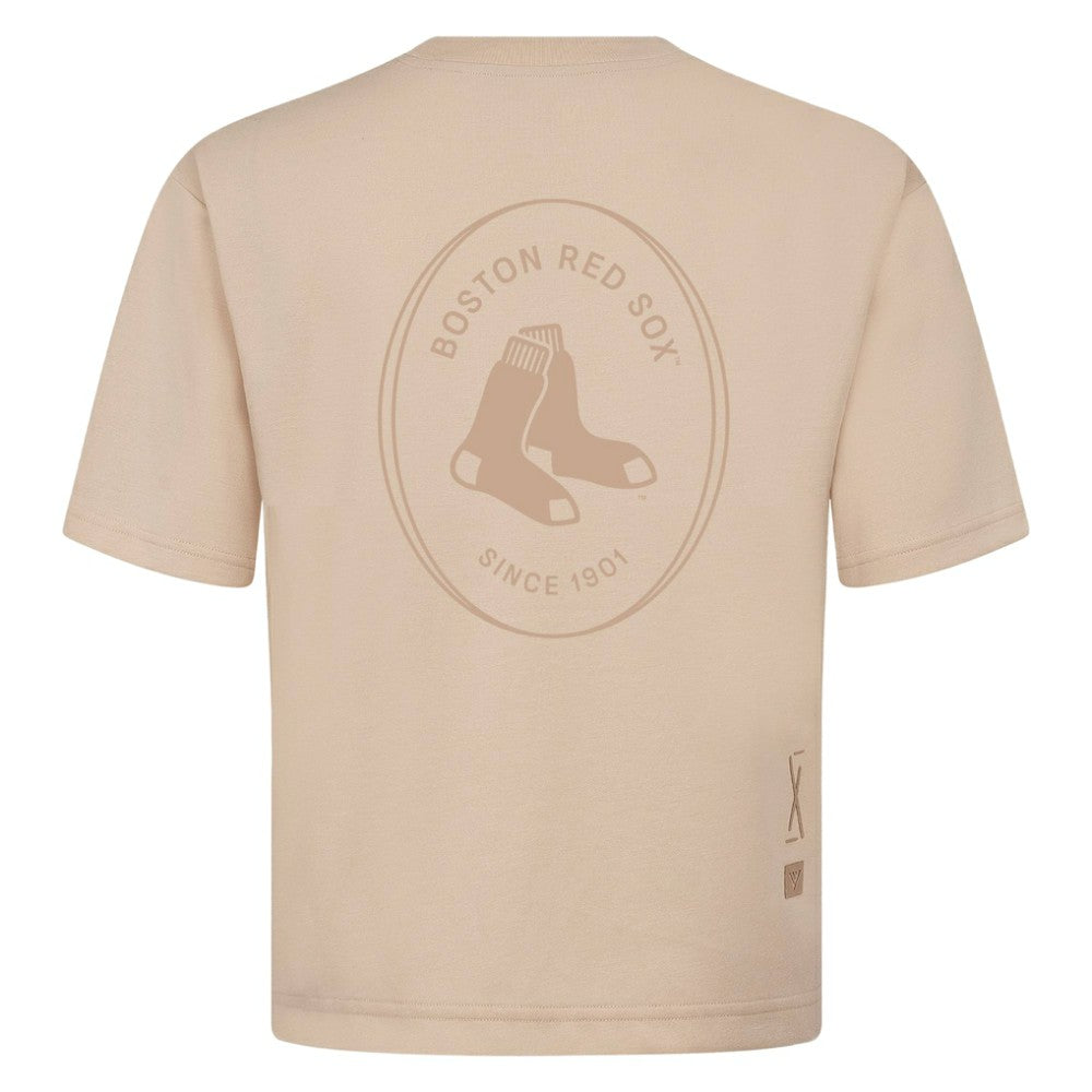 Khaki Boston Red Sox Levelwear Register Oversized Luxe Signature Knit T-Shirt