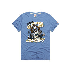 Antonio Gates  Homage Unisex Caricature Retired Player Tri-Blend T-Shirt - Los Angeles Chargers T-shirts