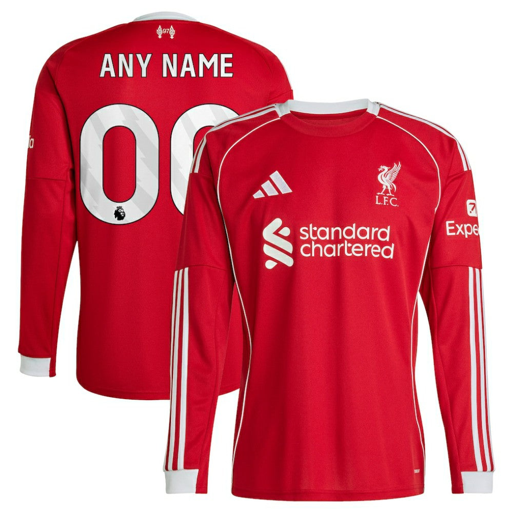 Liverpool 2025/26 Home Custom Replica Long Sleeve Jersey