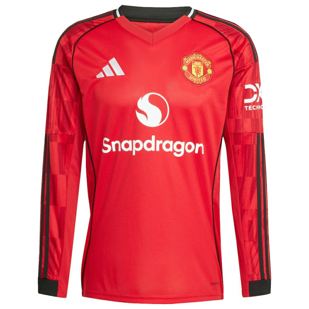 Manchester United Home 2025/26 Custom Replica Long Sleeve Jersey