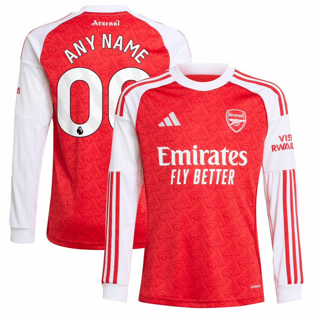 Arsenal Youth 2025/26 Home Replica Long Sleeve Custom Jersey